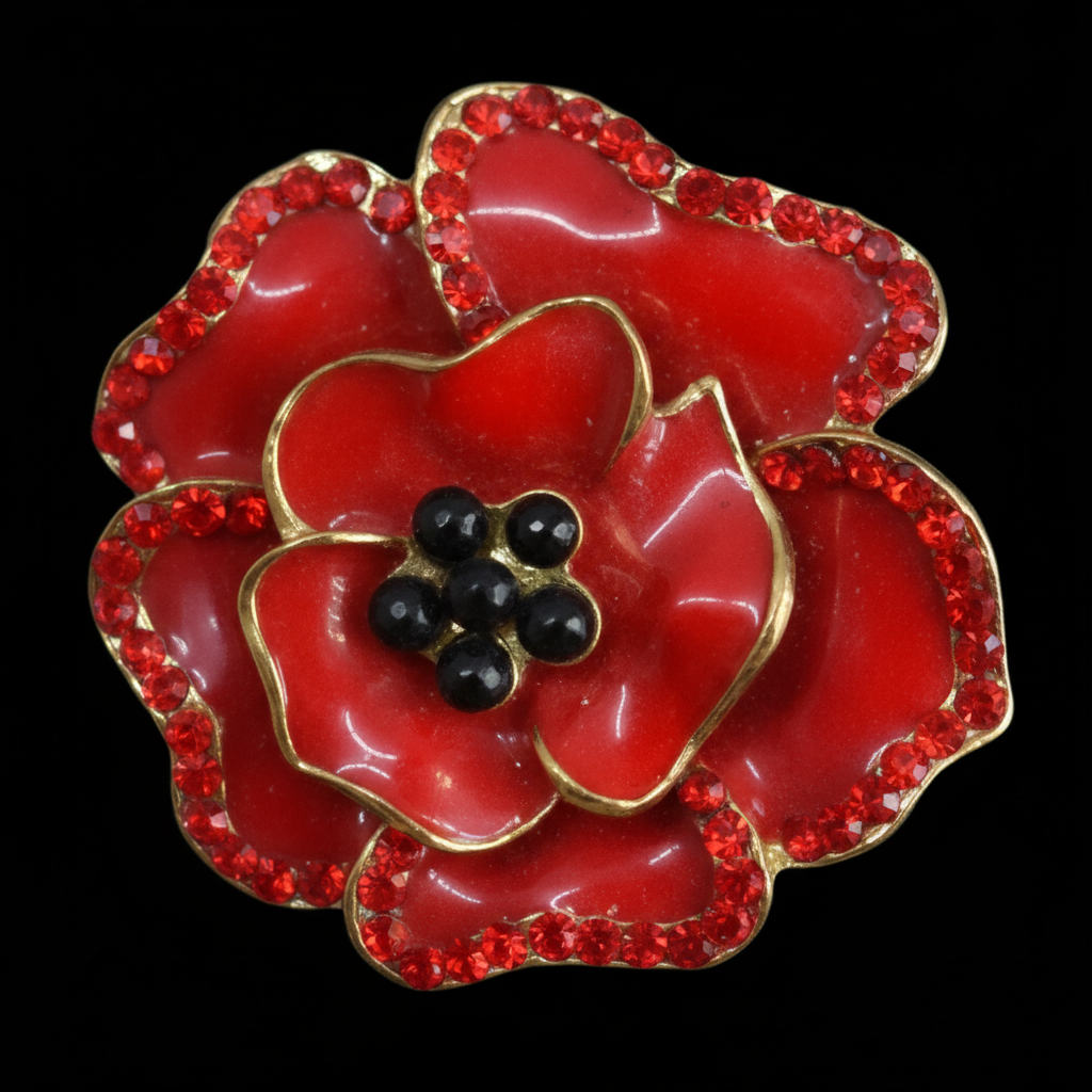 Clear Red Brooch 1